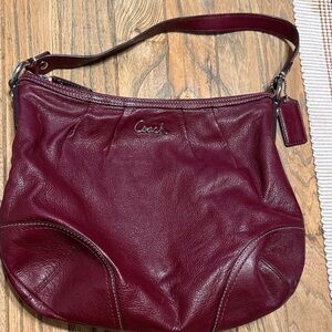 Coach Deep Red Leather Shoulder Bag
